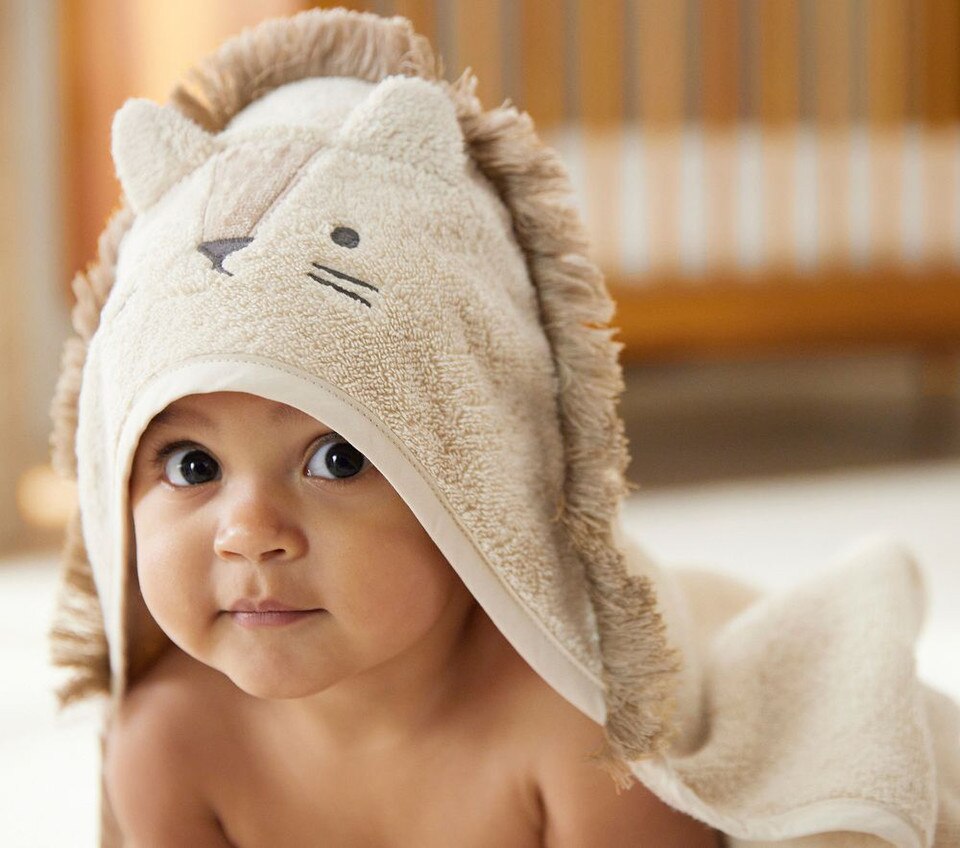 Super Soft Animal Baby Bath Wrap & Washcloth Set Pottery Barn Kids